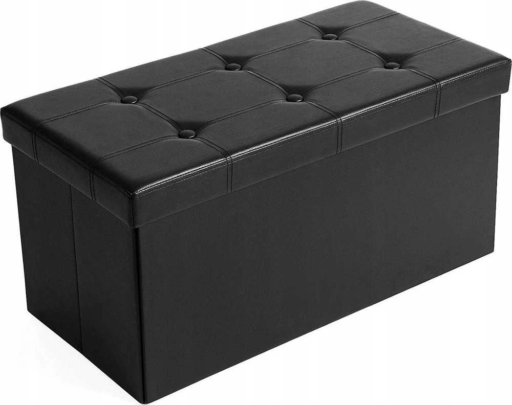 Songmics Suoliukas su saugykla 76 cm dirbtinė oda, juoda