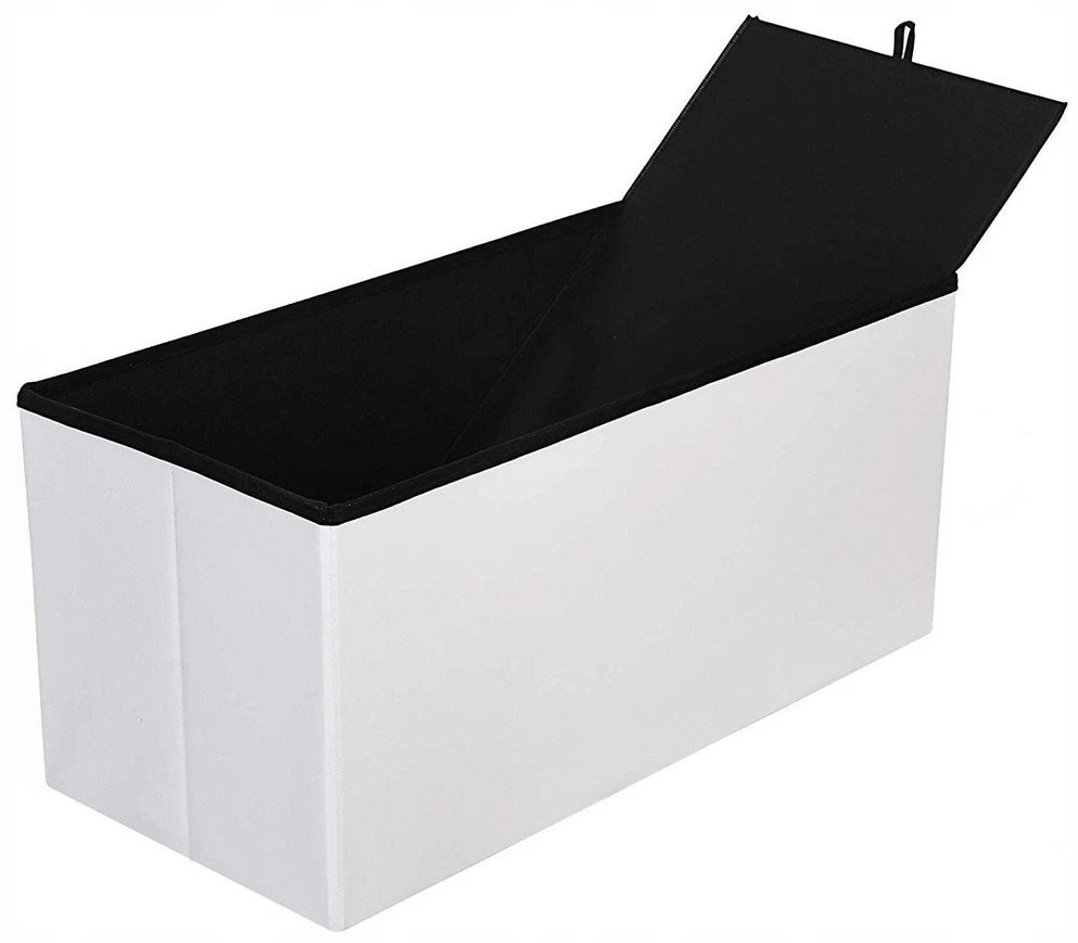 Songmics Suoliukas su atlenkiamu dangčiu 76 cm Baltas