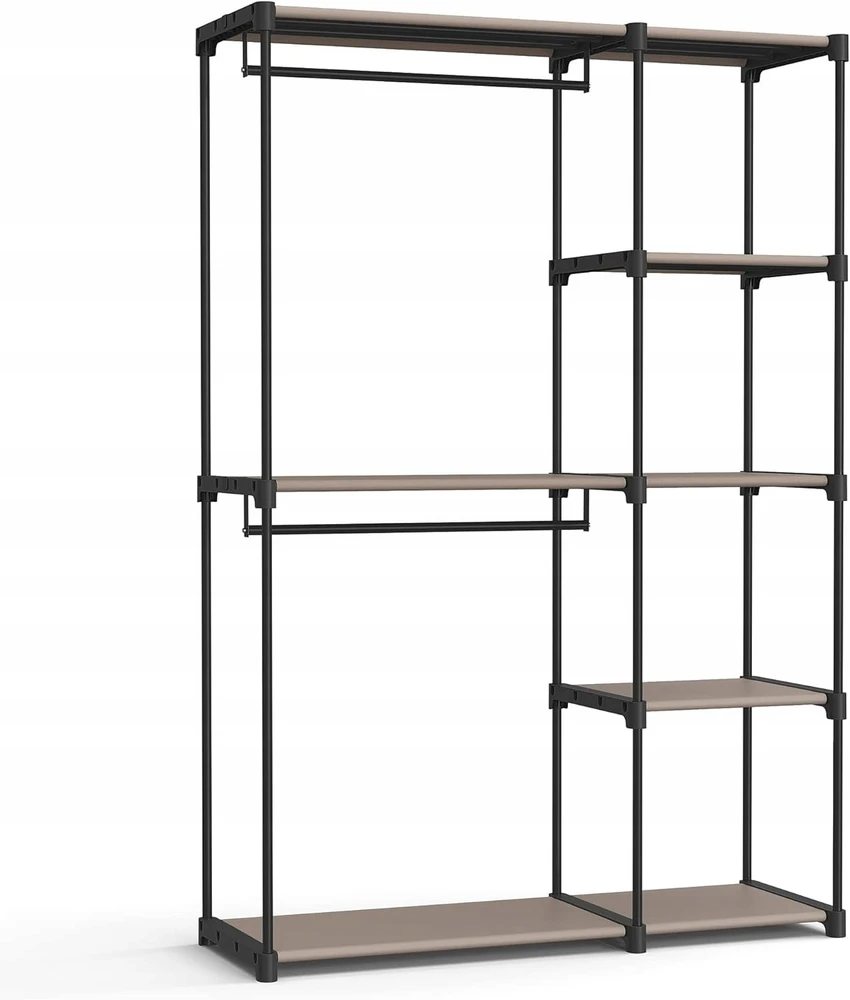 Songmics Atvira drabužių spinta su drabužių lentynomis 43 x 124 x 182 cm Taupe