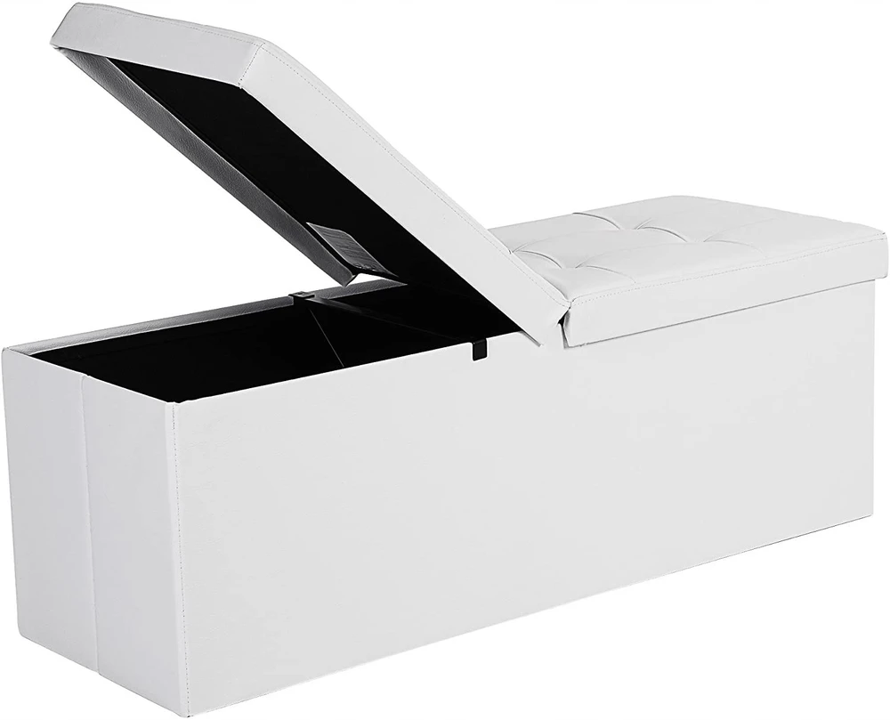 Songmics Suoliukas su atlenkiamu dangčiu 110 cm Baltas