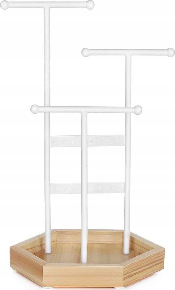 SONGMICS papuošalų stovas iš metalo ir medžio, 18 x 20.5 x 36 cm, baltas JJS03NW