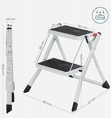 Songmics Plieninės kopėčios su 2 pakopomis