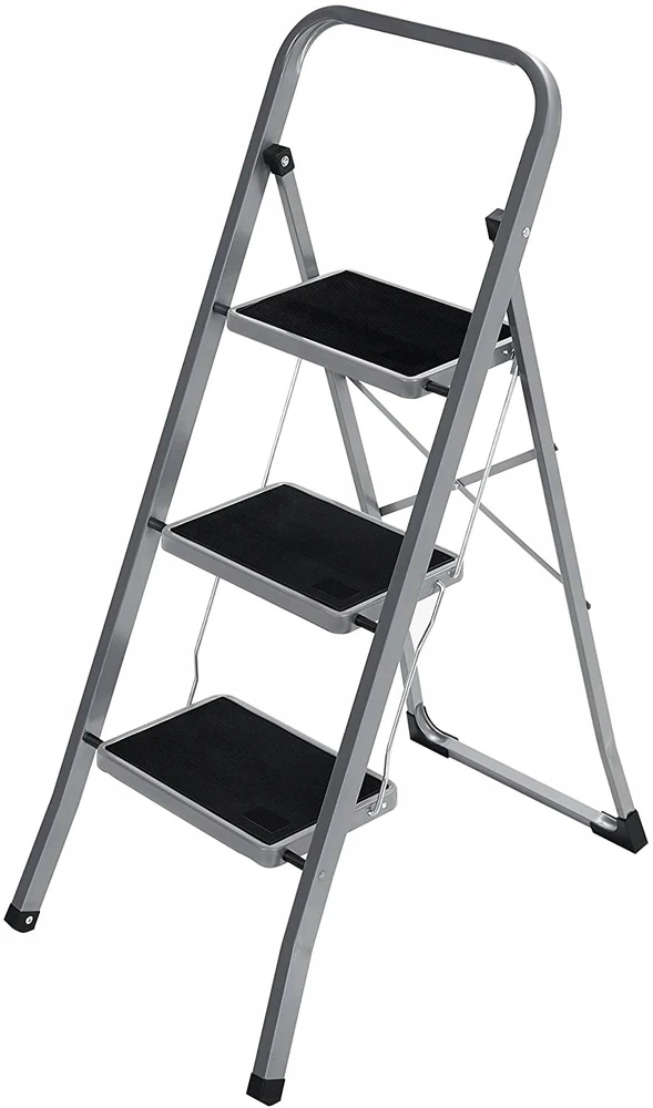SONGMICS sulankstomos plieninės 3 pakopų kopėčios su rankena, 150 kg, GSL003GY01