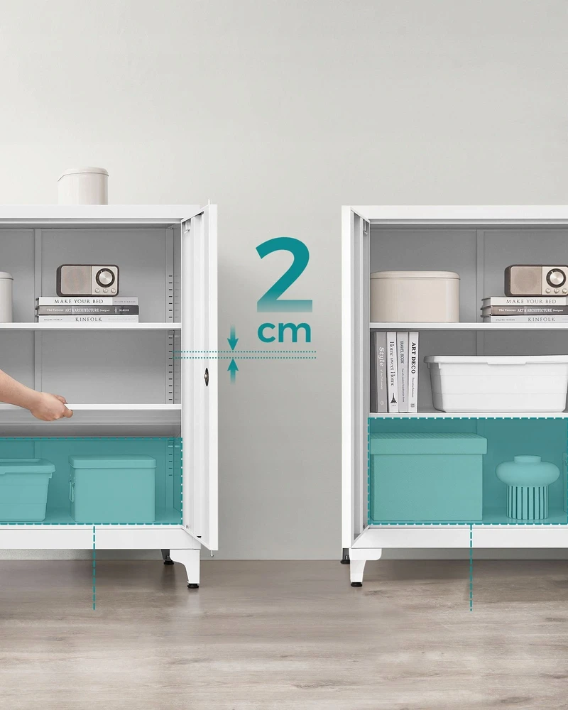 Songmics Užrakinama dokumentų spinta su 2 durelėmis 40 x 80 x 90 cm matinės baltos spalvos
