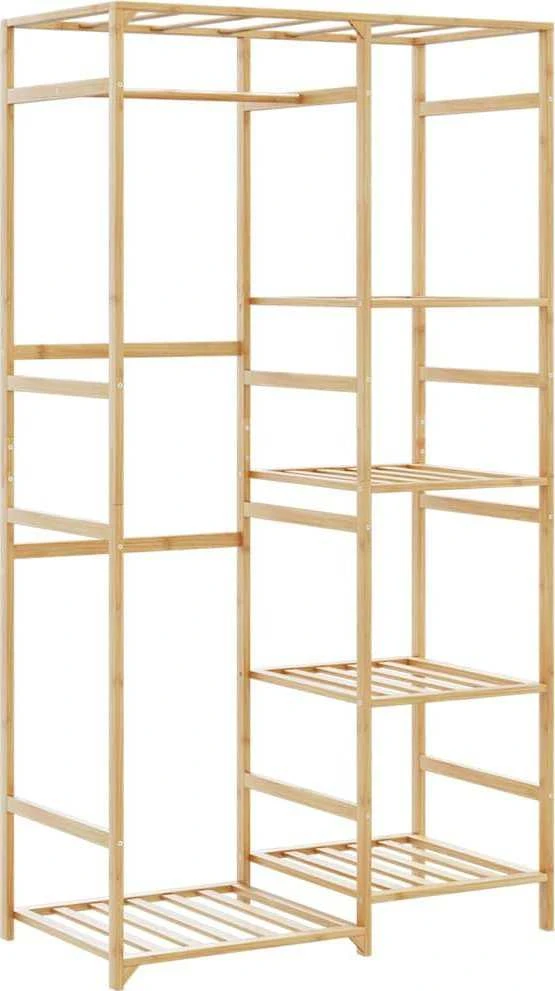Songmics drabužių kabykla su lentynomis 100x50x184,5 cm bambuko