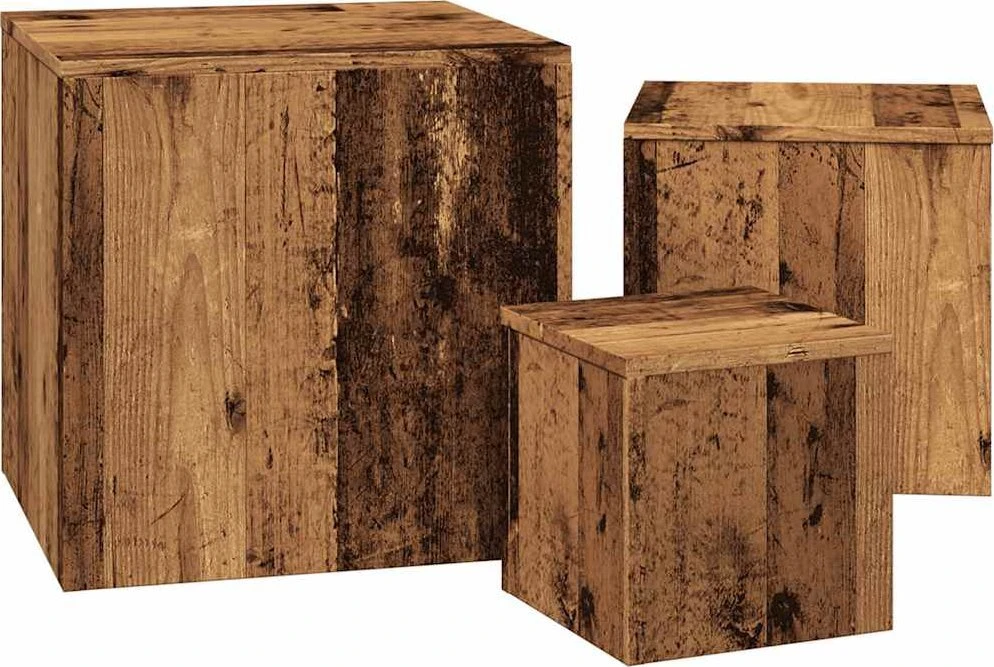 šoniniai staliukai 3 vnt Old Wood Engineered Wood