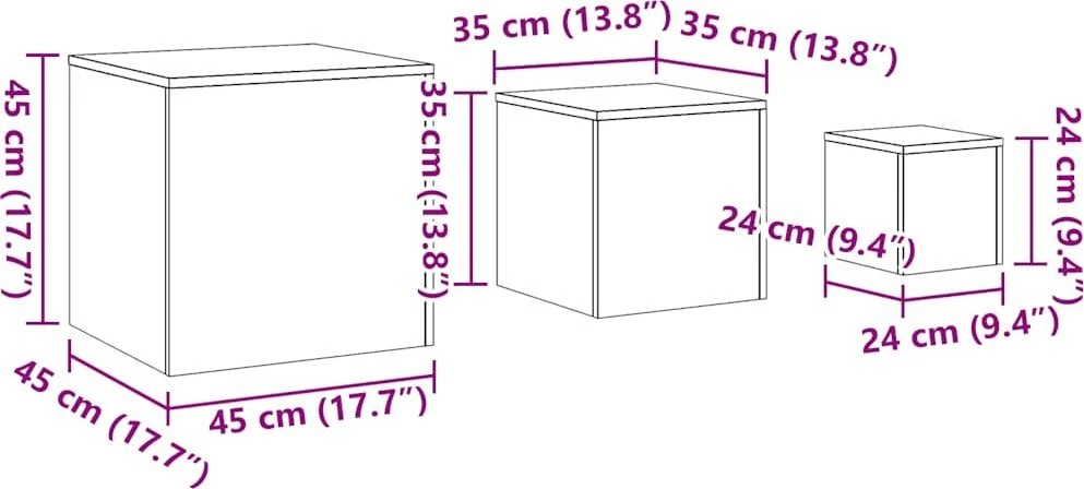 šoniniai staliukai 3 vnt Old Wood Engineered Wood