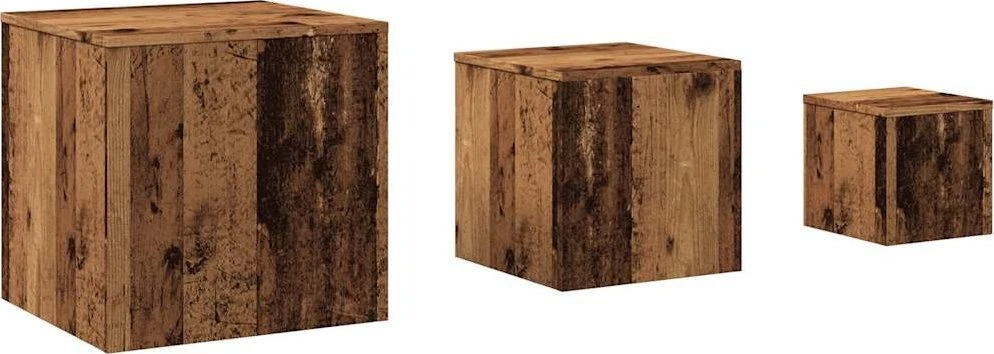 šoniniai staliukai 3 vnt Old Wood Engineered Wood