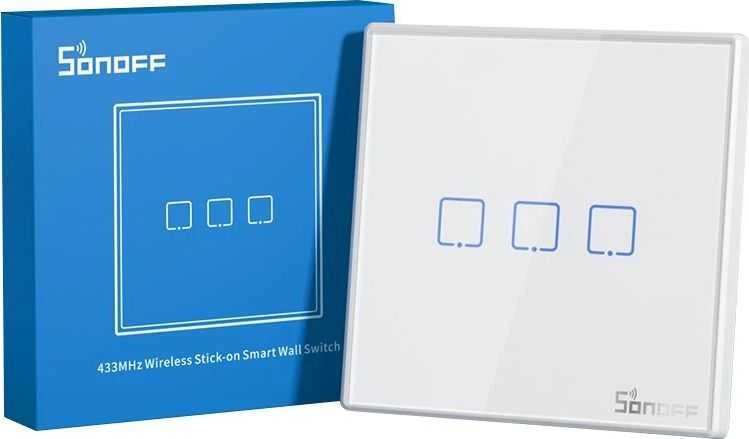 Sonoff T2EU1C-RF 433MHz išmanus belaidis sieninis 1 mygtuko jungiklis