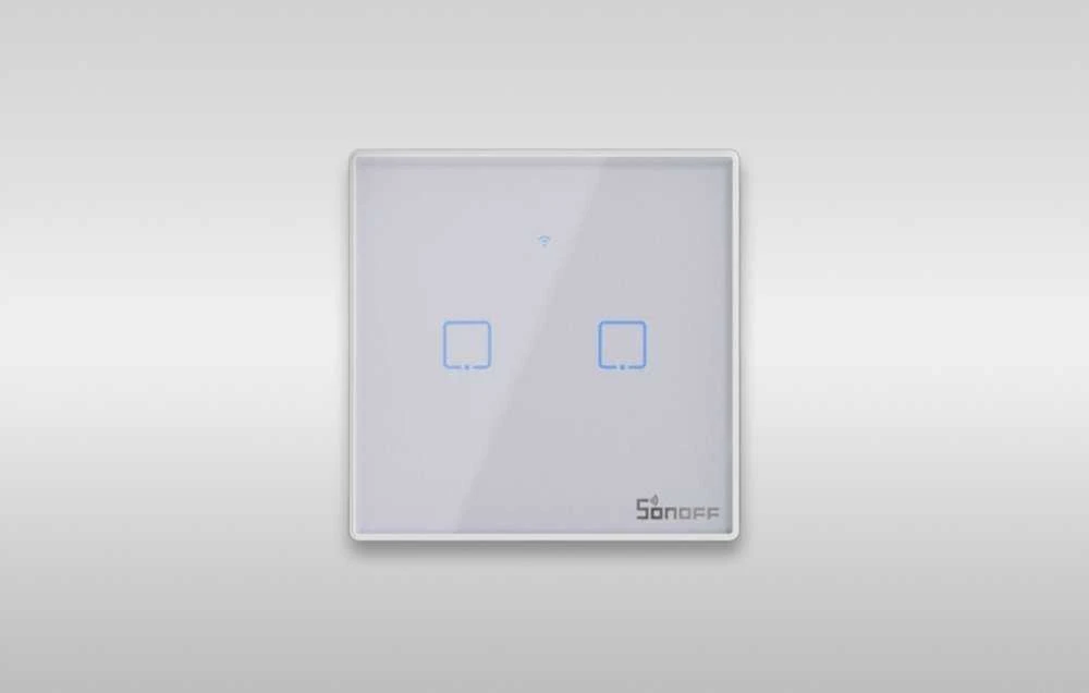SONOFF T2EU2C-TX išmanus liečiamas wifi šviesos jungiklis 2 mygtukų