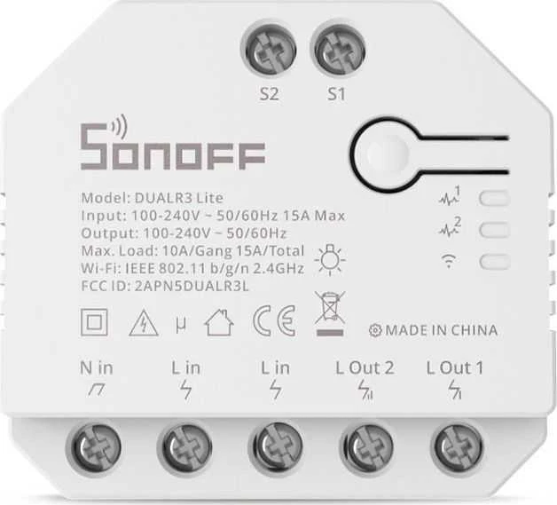 SONOFF DUALR3 Lite 2 kanalų Wifi relė su variklio valdymu