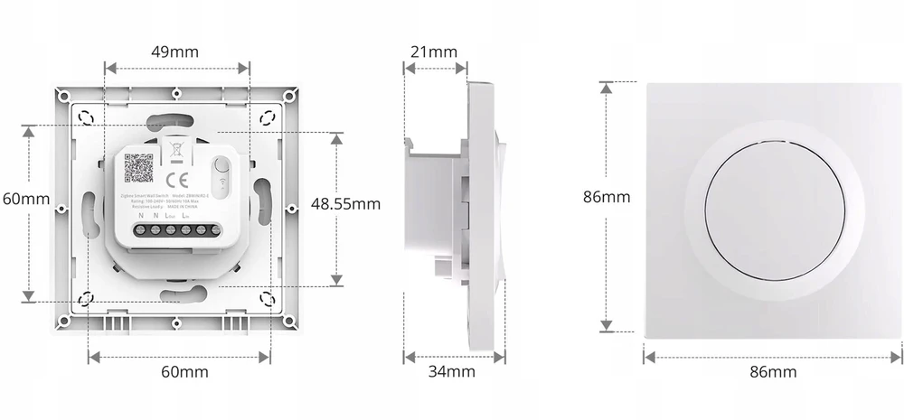 Sonoff Smart Przełącznik Ścienny 1-Kanałowy ZigBee ZBMINIR2-E Orb-ZBW1