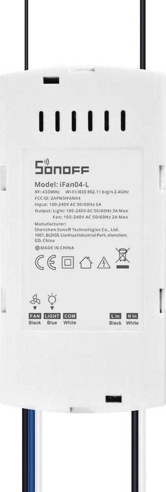 SONOFF iFan04-H Wifi ventiliatoriaus ir šviestuvo reguliatorius