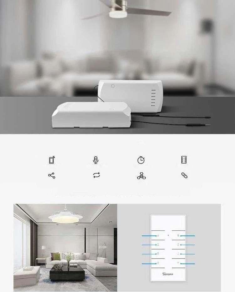 SONOFF iFan04-H Wifi ventiliatoriaus ir šviestuvo reguliatorius