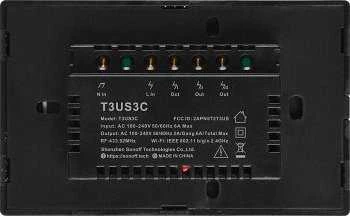 Šakotuvas Sonoff T3US3C - 3-Gang Wi- Fi Smart Wall perjungiklis US - Juoda