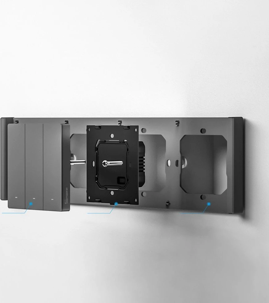 SONOFF M5 3 klavišų sieninis jungiklis 80mm pločio M5-3C-80