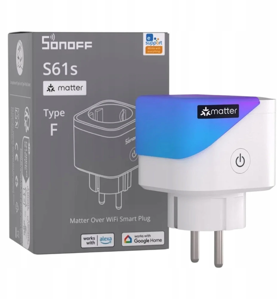 Sonoff S61 išmanusis Wi-Fi elektros kištukas su el. sąnaudų matavimu, Matter