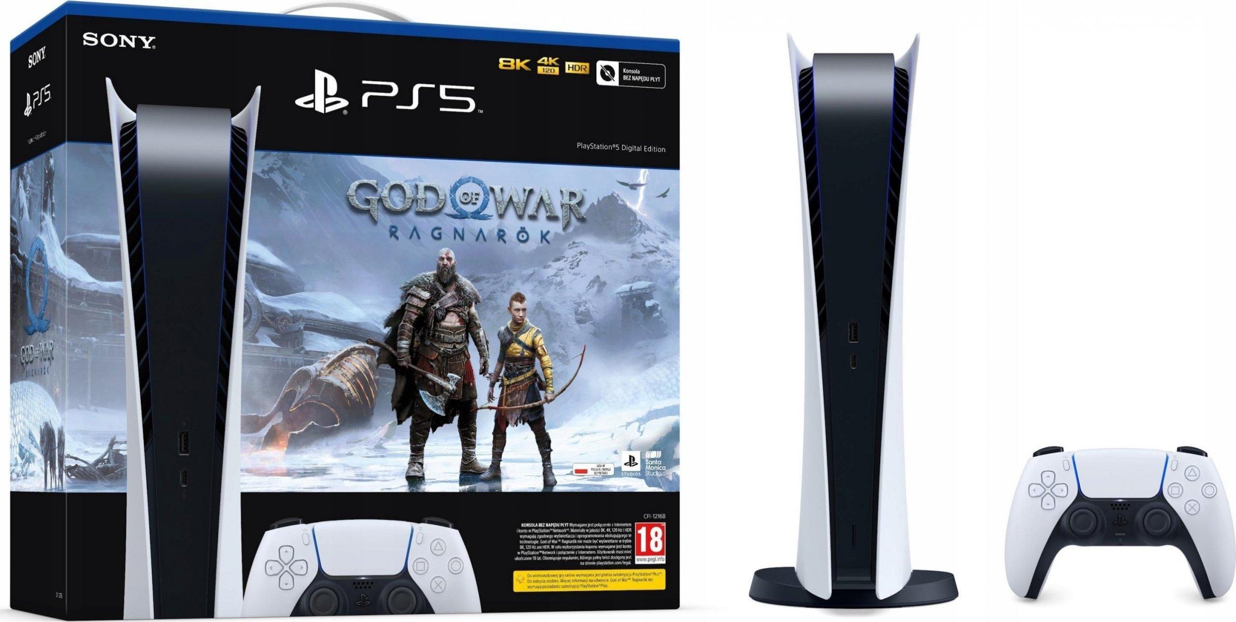 Žaidimų konsolė SONY PlayStation 5 Digital versija + GOD OF WAR BUNDLE, 825 GB