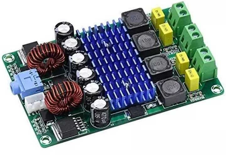 TPA3116D2 stiprintuvo modulis su mėlynu radiatoriu