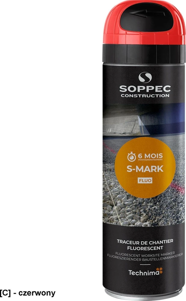 Soppec FASMARK – fluorescenciniai purškiami dažai horizontaliam žymėjimui – raudoni