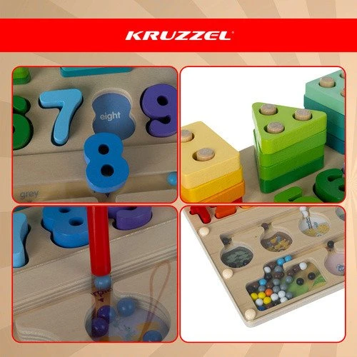 Medinis rūšiuoklis vaikams Kruzzel 3 viename Montessori 30 × 22,5 cm