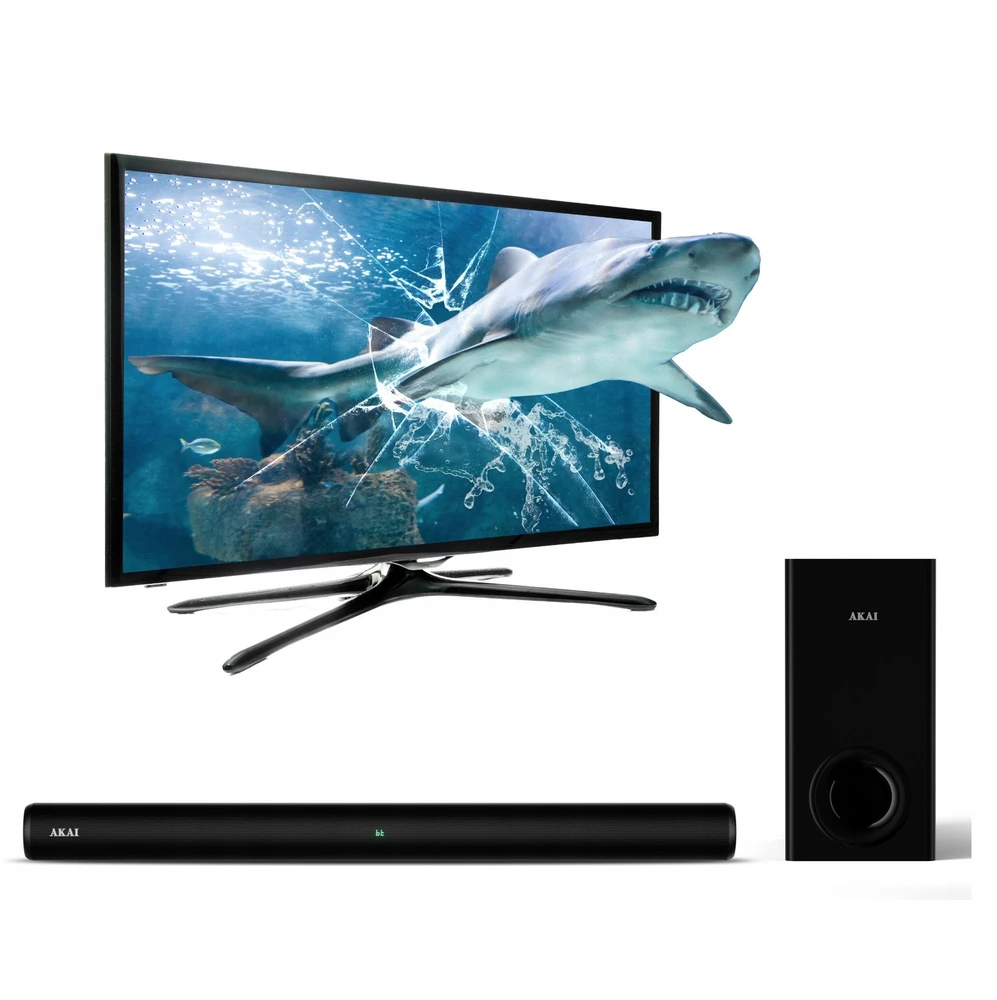 Namų kino sistema Garso juosta Akai ASB-8WSW, RMS galia 150 W, dažnių juosta 50 Hz–18 kHz, AC 100–240 V maitinimo šaltinis, 4 omų varža, juoda