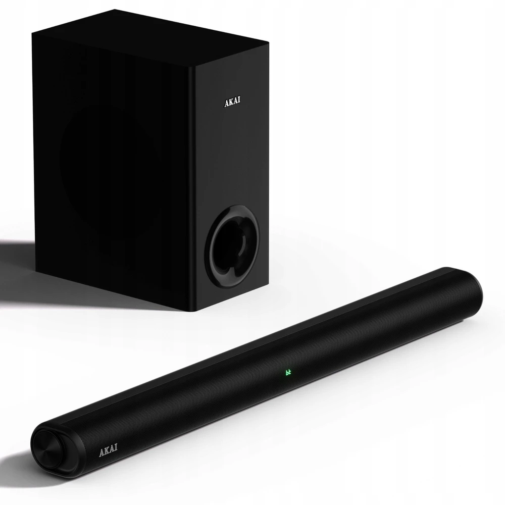 Namų kino sistema Garso juosta Akai ASB-8WSW, RMS galia 150 W, dažnių juosta 50 Hz–18 kHz, AC 100–240 V maitinimo šaltinis, 4 omų varža, juoda