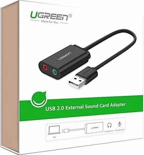 Išorinis USB garso adapteris UGREEN 15cm - Juoda