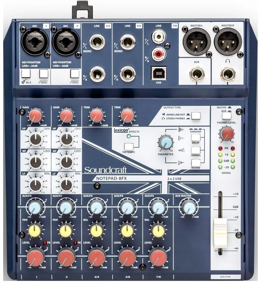 „Soundcraft Notepad-8FX“ – analoginis maišymo pultas, efektų procesorius