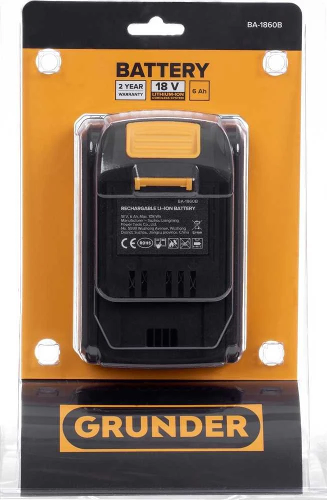 Akumuliatorius Grunder BA-1860B, 18 V, li-ion, 6000 mAh