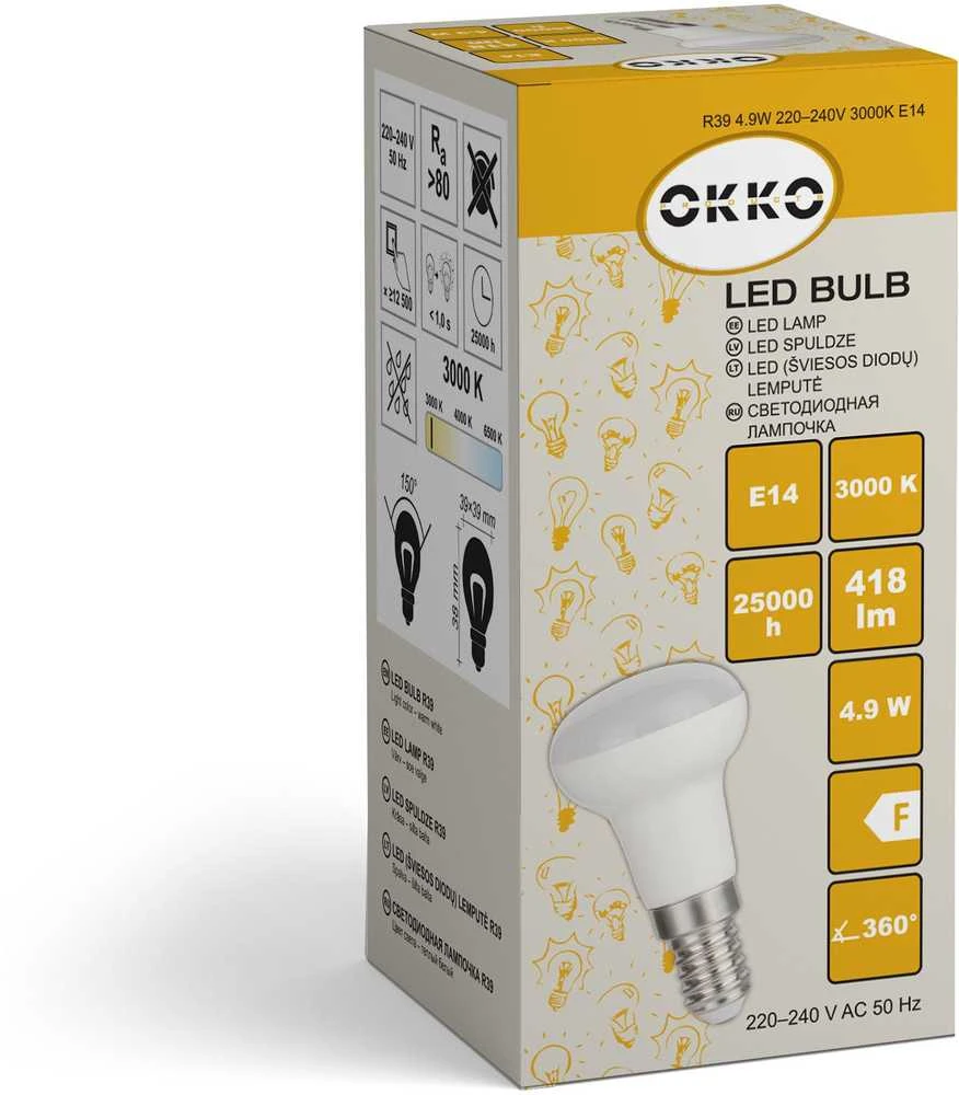 Okko Sourcing Tiekimo lemputė LED R39 4.9W E14 830 120 418LM 15KH