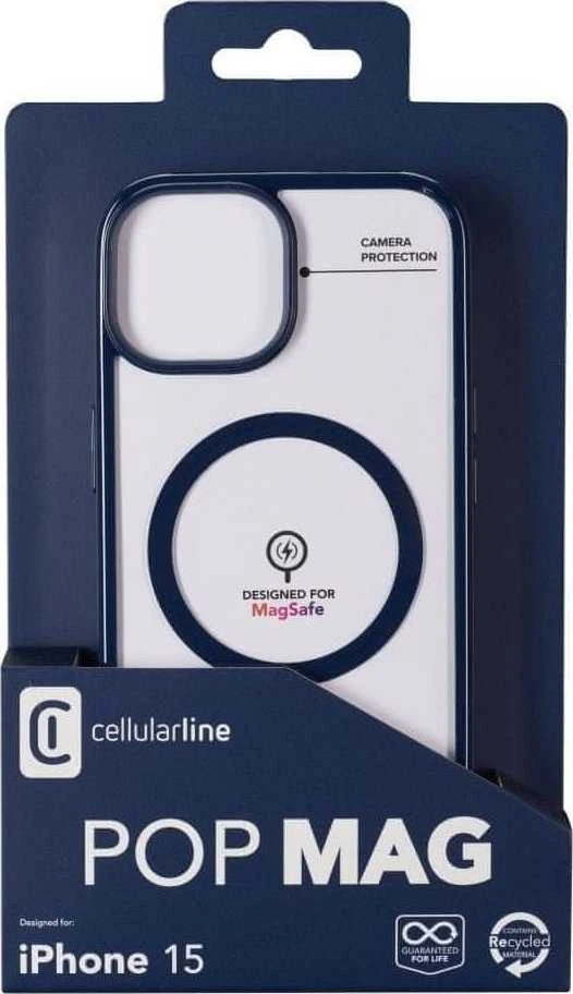 Dėklas Cellular Line Cellularline Pop Mag do iPhone 15 (tamsiai mėlyna)