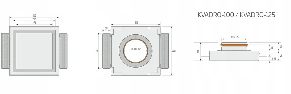 Priglaistomas difuzorius ERGOVENT KVADRO, D125 mm