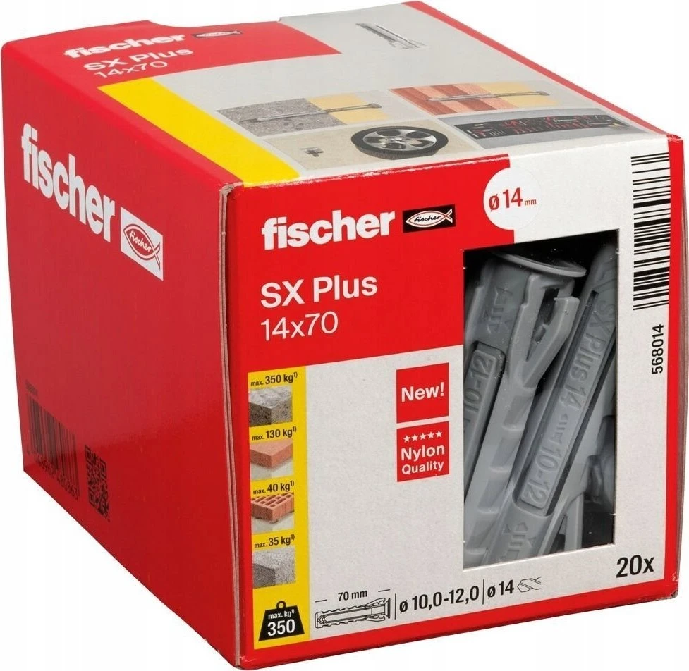 FISCHER KOSZULKA SX PLUS 14×70 /20vnt. UNIVERSALŪS LENGVI TVIRTINIMO ELEMENTAI