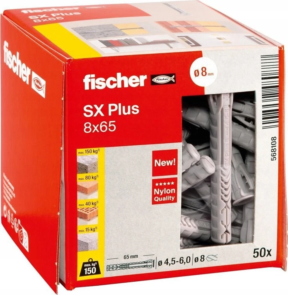 Fischer 61-568108 UNIV.PRAILG.KAIŠTIS SXPLUS 8X65MM 50VNT