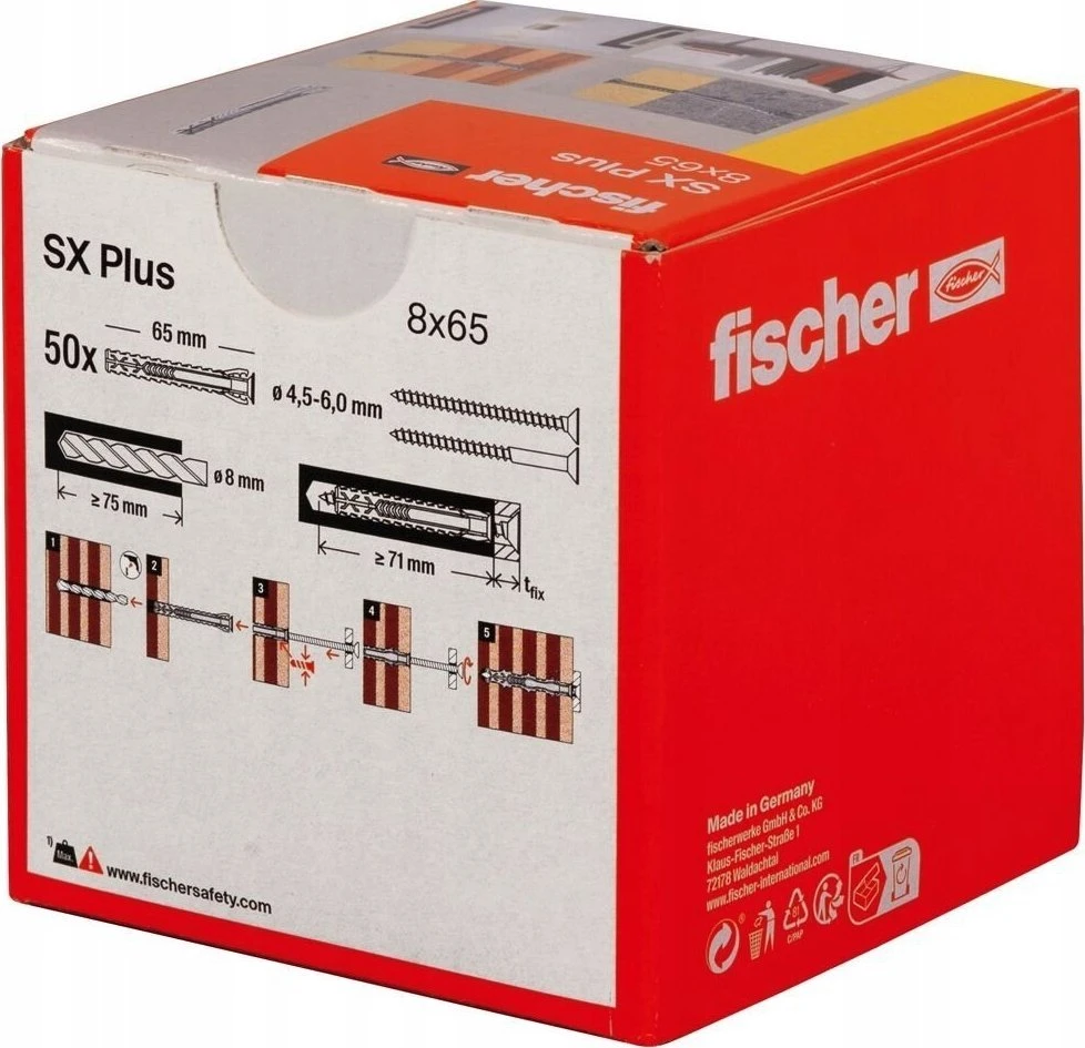 Fischer 61-568108 UNIV.PRAILG.KAIŠTIS SXPLUS 8X65MM 50VNT