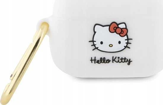 Hello Kitty HKA23DKHSH AirPods 1/2 Dėklas baltos spalvos Silicone 3D Kitty Head
