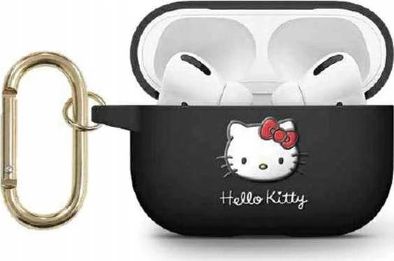 Hello Kitty HKAP23DKHSK AirPods Pro 2 (2022/2023) Dėklas juodos spalvos Silicone 3D Kitty Head