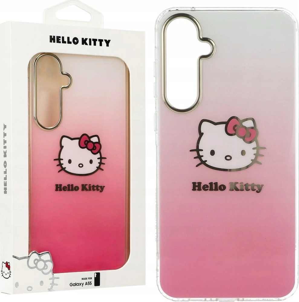 Samsung Galaxy A55 5G Hello Kitty dėklas IML Gradient Electrop Kitty Head (HKHCSA55HDGKEP) rožinės spalvos