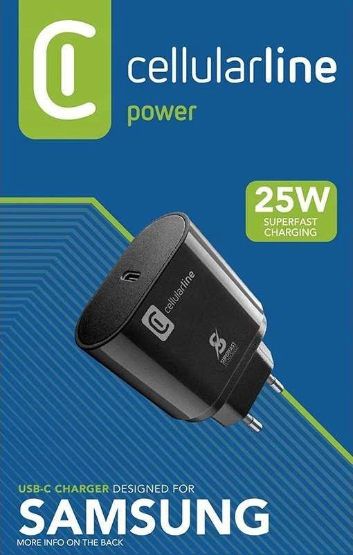 „Cellular Line“ „Cellularline“ – itin greitas USB-C įkroviklis, 25 W (skirtas „Samsung“) (juodas)