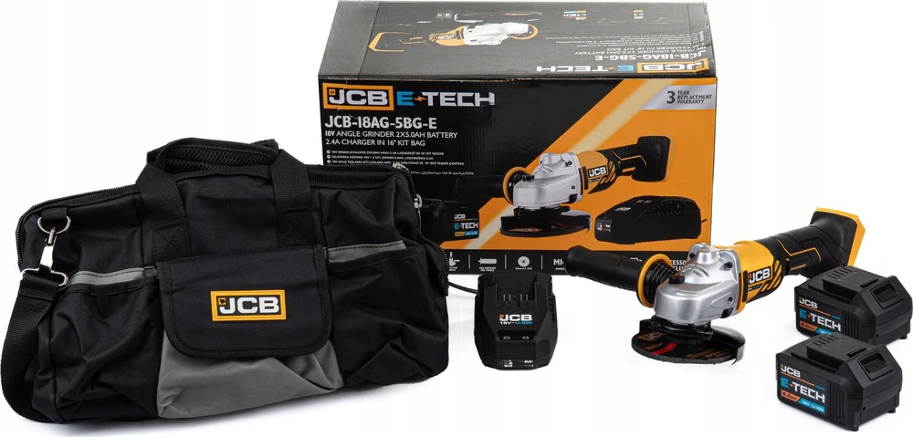 Sourcing JCB kampinio šlifuoklio akumuliatoriaus tiekimas. 115 mm 2 x 5,0 Ah / maišas