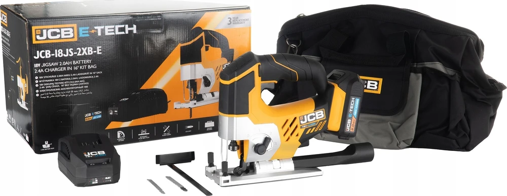 Akumuliatorinis siaurapjūklis JCB 18JS-2XB-E; 18 V; 1x2,0 Ah akum.