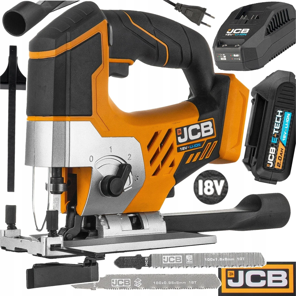 Akumuliatorinis siaurapjūklis JCB 18JS-2XB-E; 18 V; 1x2,0 Ah akum.