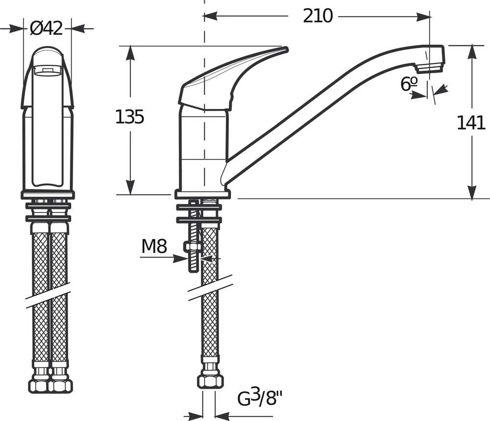 Virtuvinis maišytuvas Jika Talas H3511N10042301
