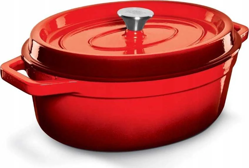 Grand_Feu Grand Feu Ovalus, "Puodas“ tipo puodas su dangčiu 5.6l talpos, Raudonos spalvos
