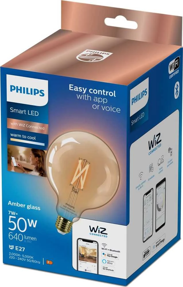 Philips LEMP LED WIFI G125 E27 7W 640LM TW AMB