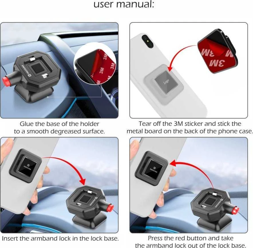 Swissten EASY LOCK laikiklis mobiliajam telefonui Automobilis / Namai / Biuras / 4" - 6,8"