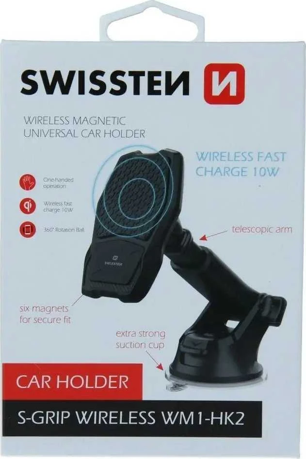 Swissten WM1-HK2 automobilinis laikiklis su belaidžiu įkrovimu + 1,2 m mikro USB laidu