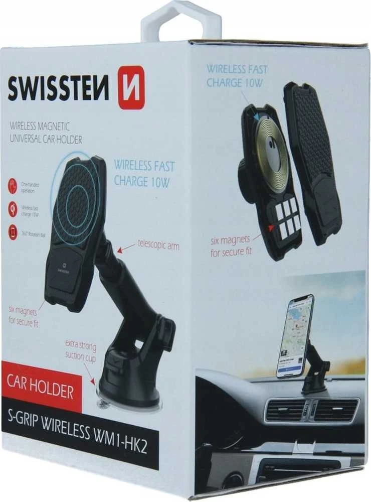 Swissten WM1-HK2 automobilinis laikiklis su belaidžiu įkrovimu + 1,2 m mikro USB laidu