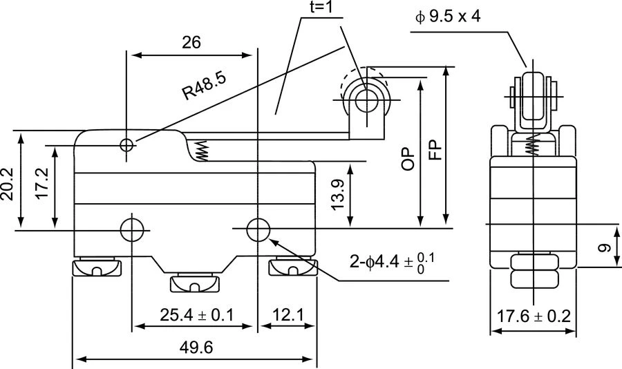 Spamel Miniatiūrinė jungties ritinėlio svirtis ilga (MS1703)